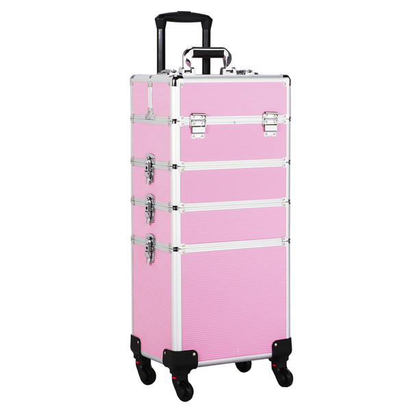 Yaheetech Kosmetikkoffer 4 in 1 Schmuckkoffer Friseurkoffer Beautycase Schminkkoffer, Pink