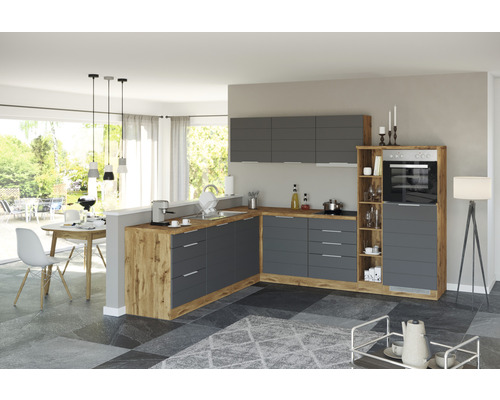 Held Furniture hoekkeuken zonder apparatuur Florence 240 cm grijs mat gedemonteerde variant omkeerbaar 1128.6293