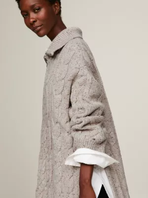Suéter oversized Heritage com meio zíper e tricô trançado