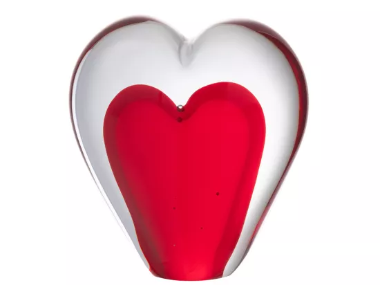 Presse papier sulfure coeur rouge en verre 9.5 cm