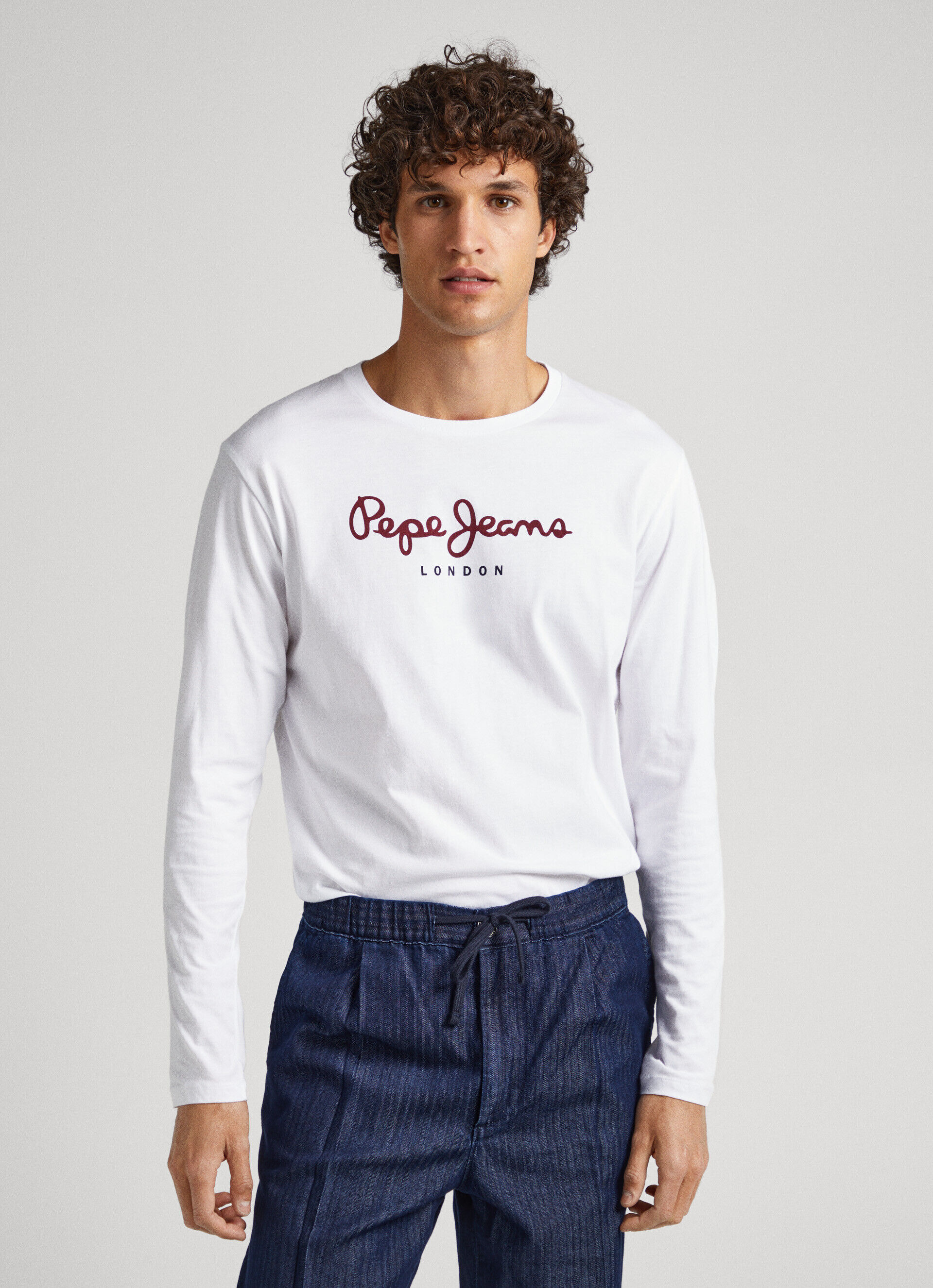 Camiseta de algodão com logotipo estampado - branca