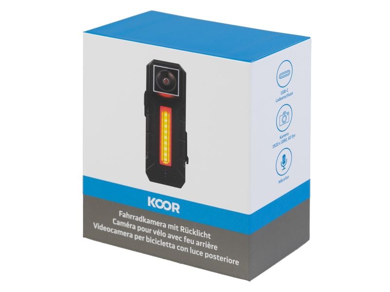 KOOR Velolampe TL Cam Rücklicht LED-Fahrradrücklicht mit integrierter Kamera