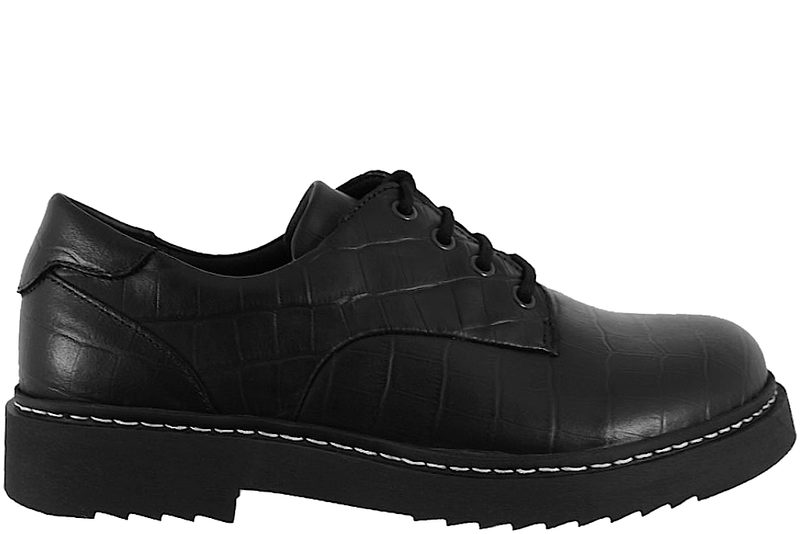 NEW FEET SKO I SORT PRÆGET SKIND