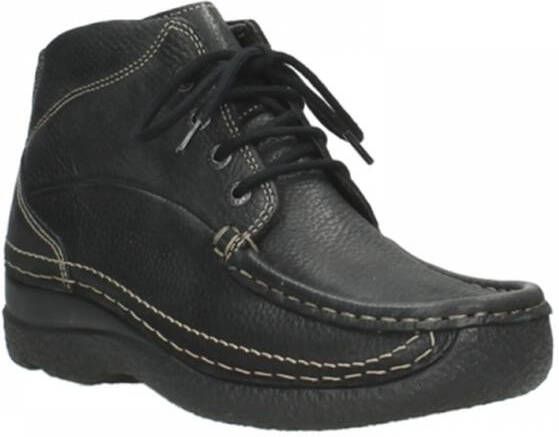 Wolky Dames Hoge veterschoenen 06242 Roll Shoot Zwart