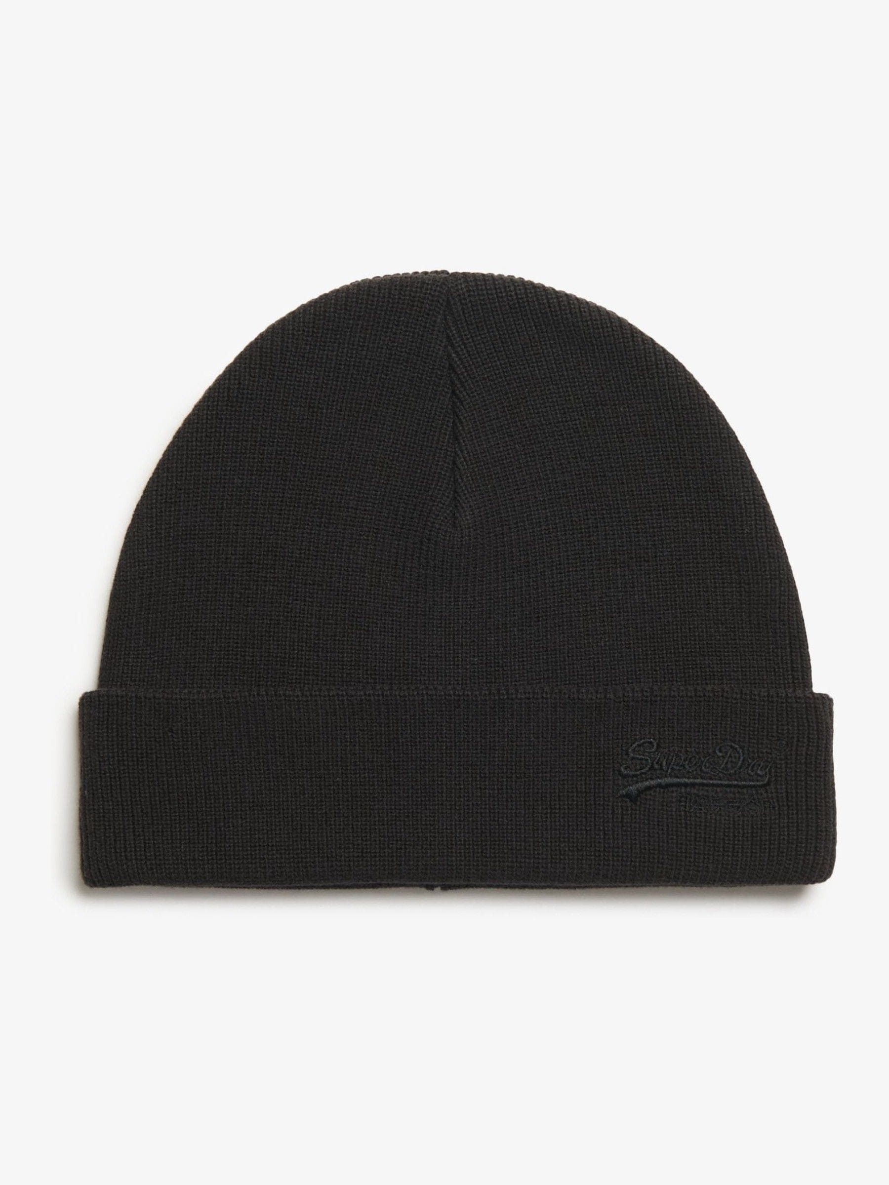Zwart - Superdry gebreide beanie-muts met Essential-logo
