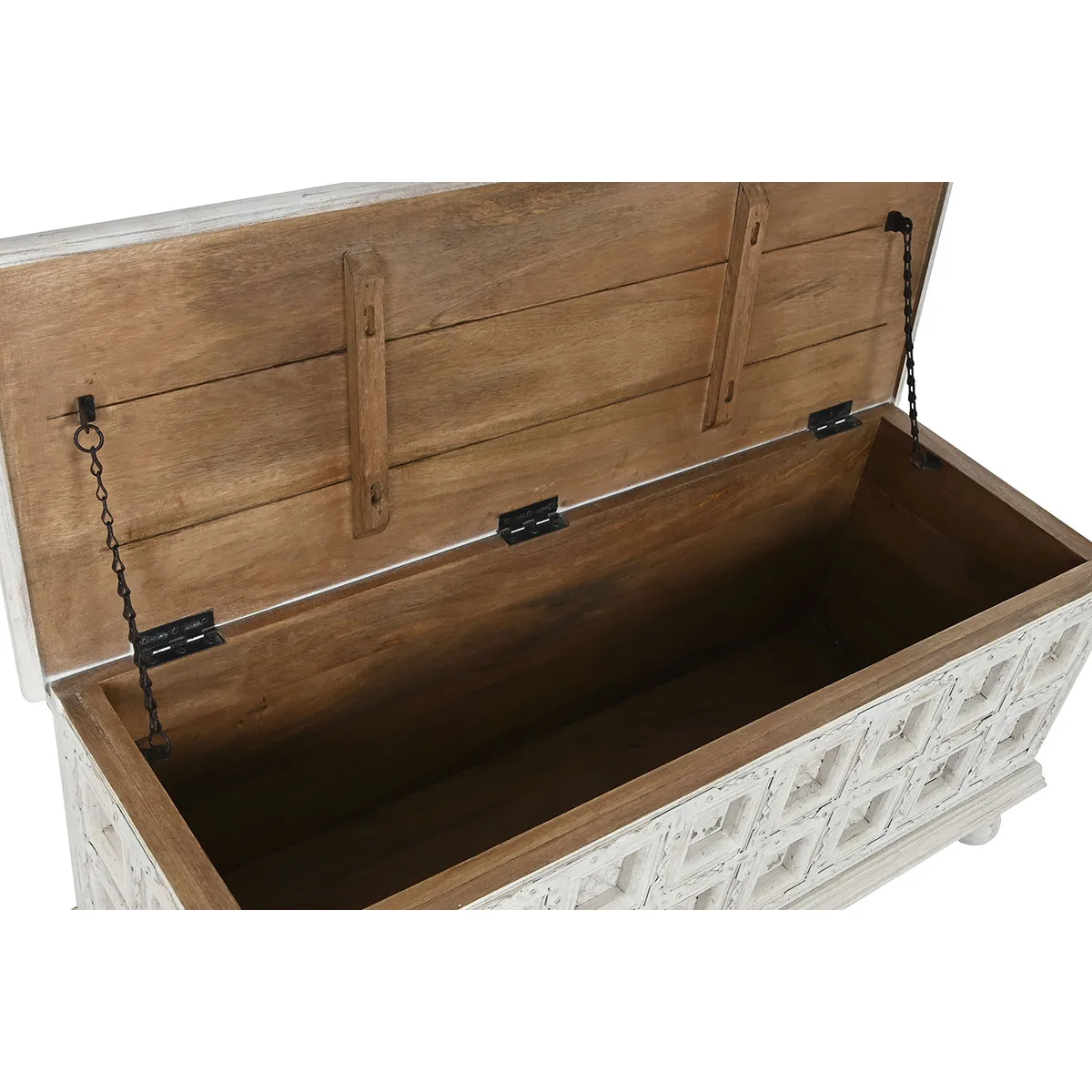 Pegane Coffre Bois de manguier blanc 110x40x48