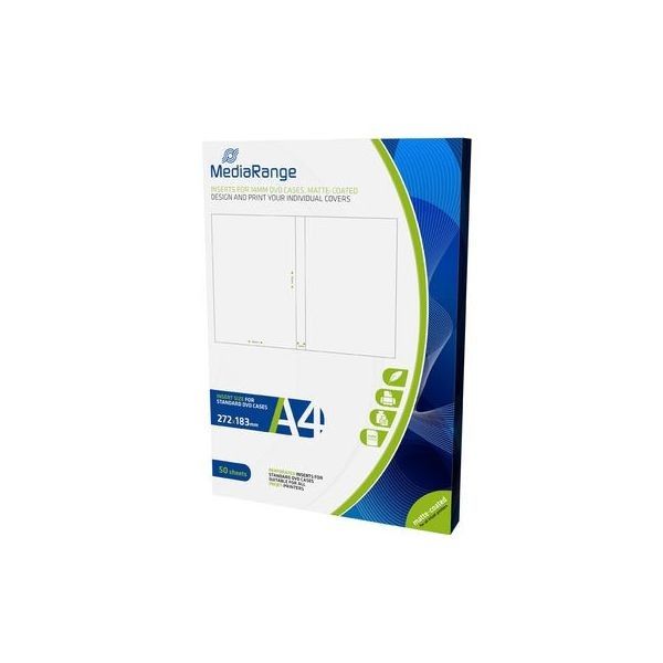 MediaRange Papel p/ Capa DVDs 14mm Printable Pack 50 Folhas - MRINK121
