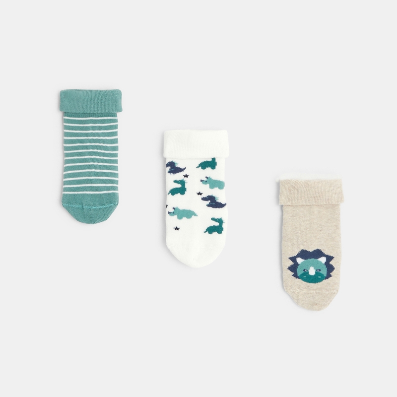 Chaussettes bouclettes dinosaures (lot de 3) bébé garçon