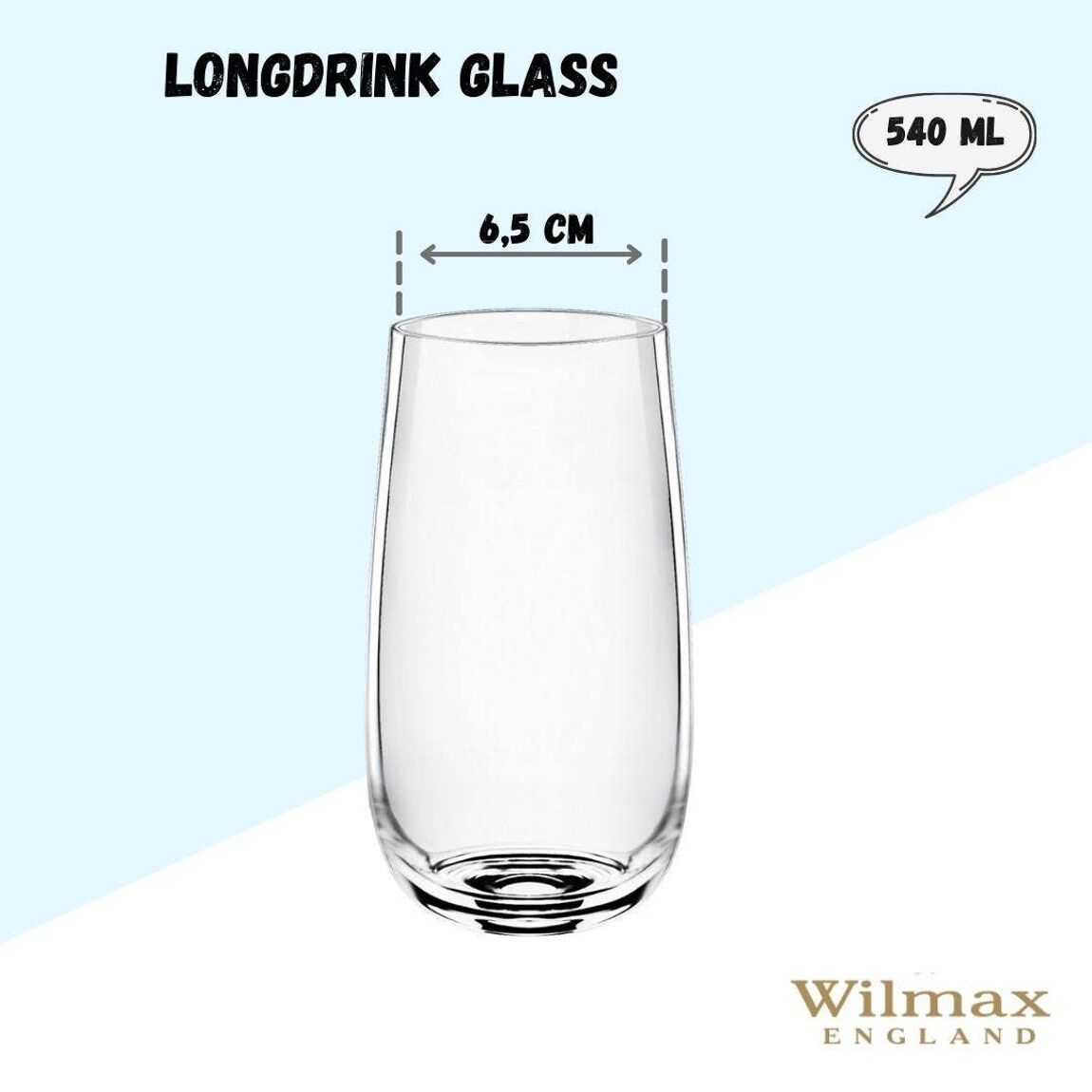 Wilmax Longdrink- und Wasserglas-Set – 6 kristalline Gläser – 540 ml