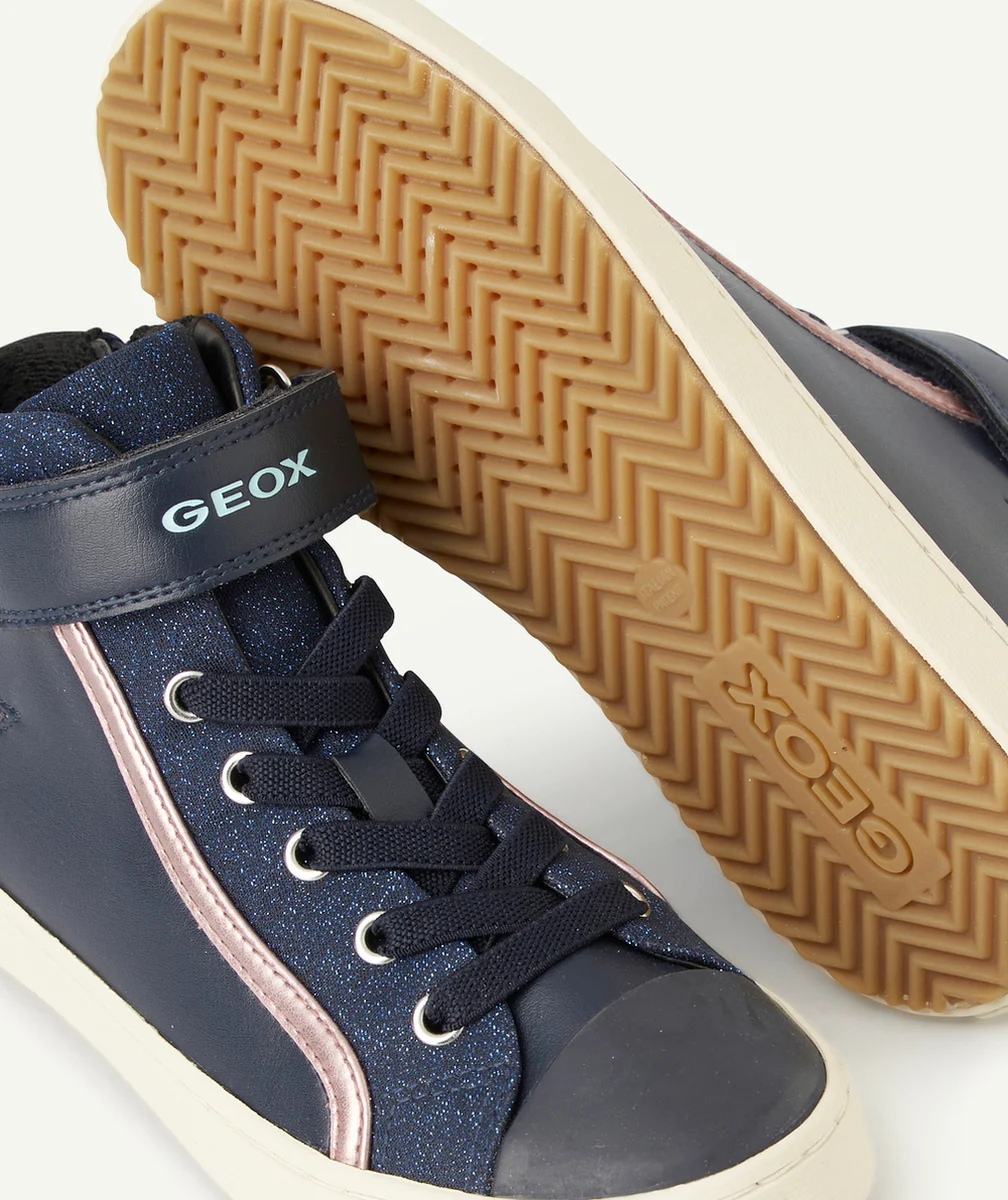 GEOXBASKETS MONTANTES KALISPERA FILLE BLEU MARINE ET COULEUR ARGENTÉE