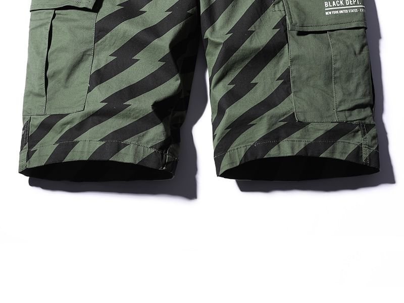 Lefitt - Gestreepte cargoshorts met gemiddelde taille