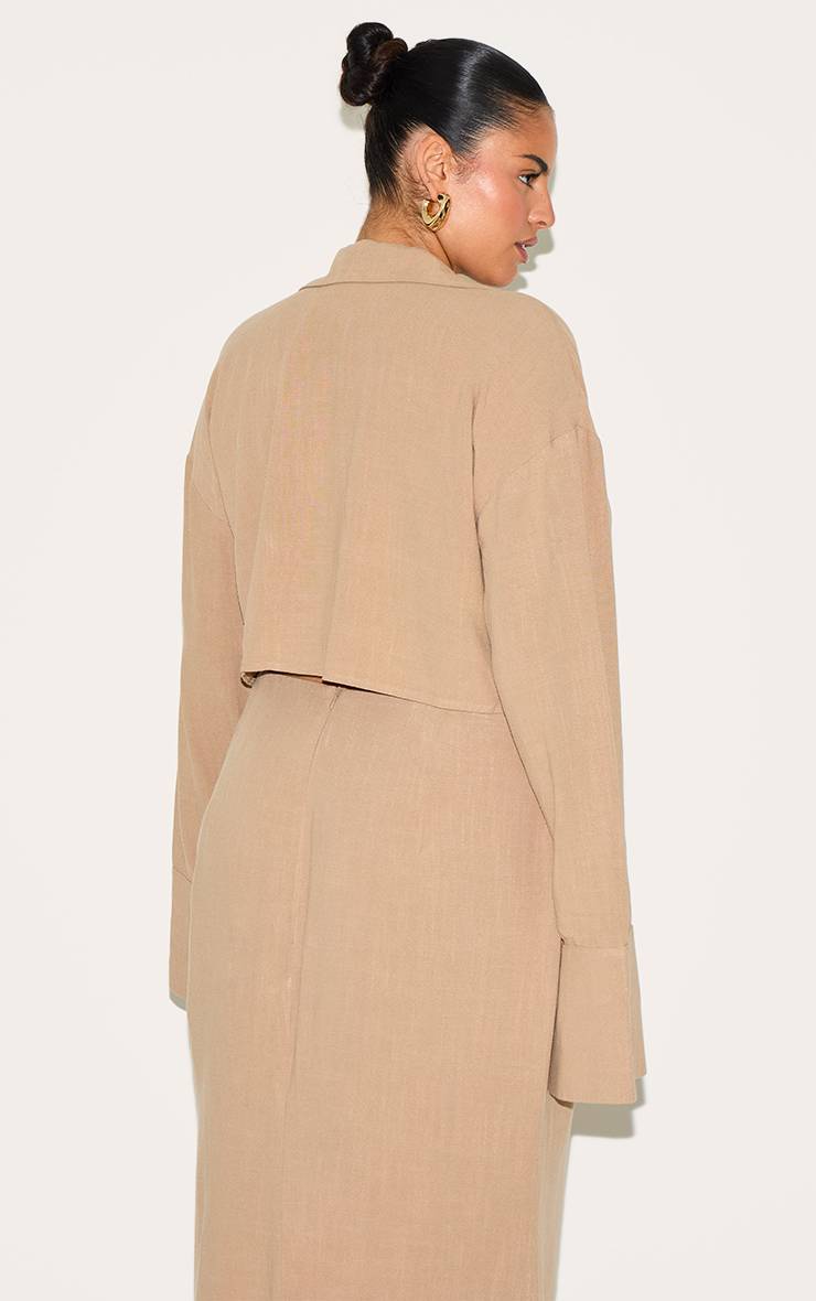 Chemise Courte Grande Taille En Mélange De Lin Avec Nœud Devant