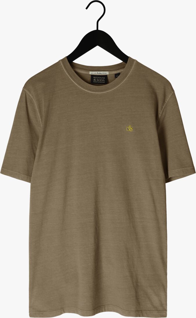 SCOTCH & SODA khaki scotch & soda t-shirt garment dye logo embroidery tee