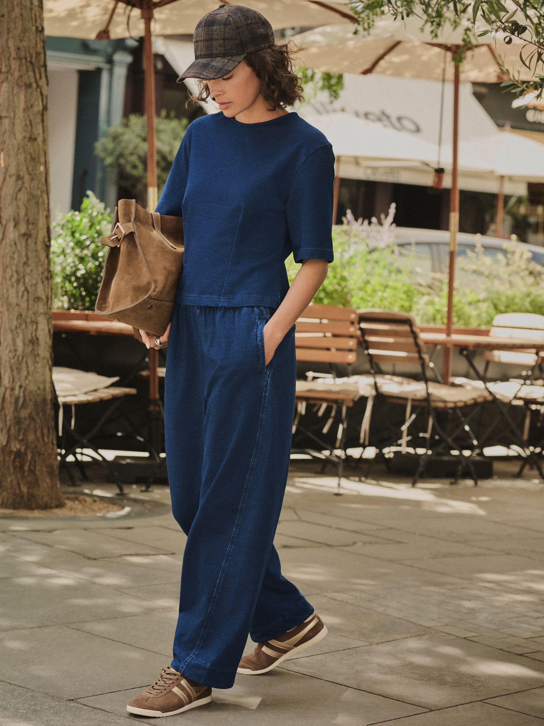 Donkerblauw - Denim Jersey Broeken met Barrel jeans