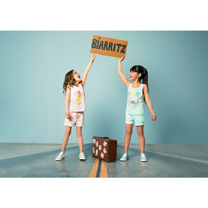 Débardeur en jersey avec print fantaisie pour fille - Rose