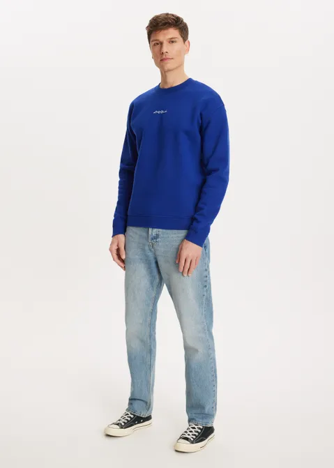 Brushed written sweater blauw (BLW.K)
