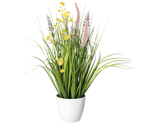 Kunstplant, bloeiende grasmix, hoogte: 46 cm, geel