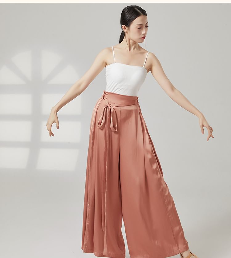Cossita - Hoge taille, effen cropped, wijde dansbroek