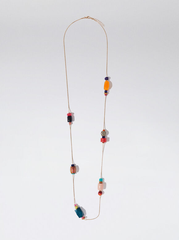Colar com Pedra e Resina - Multicolorido