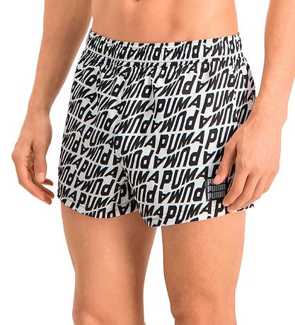 Puma Bådeshorts - Hvid m. Sort Print