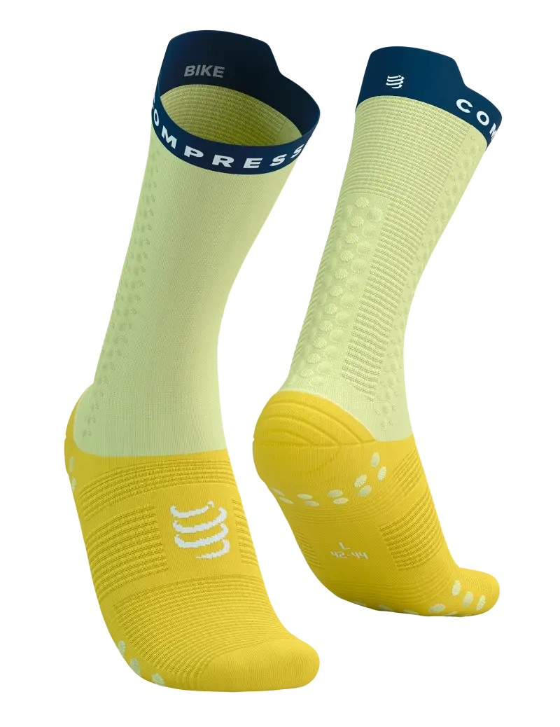 Compressport Pro Racing v4.0 Bike Compressiesokken Geel/Blauw