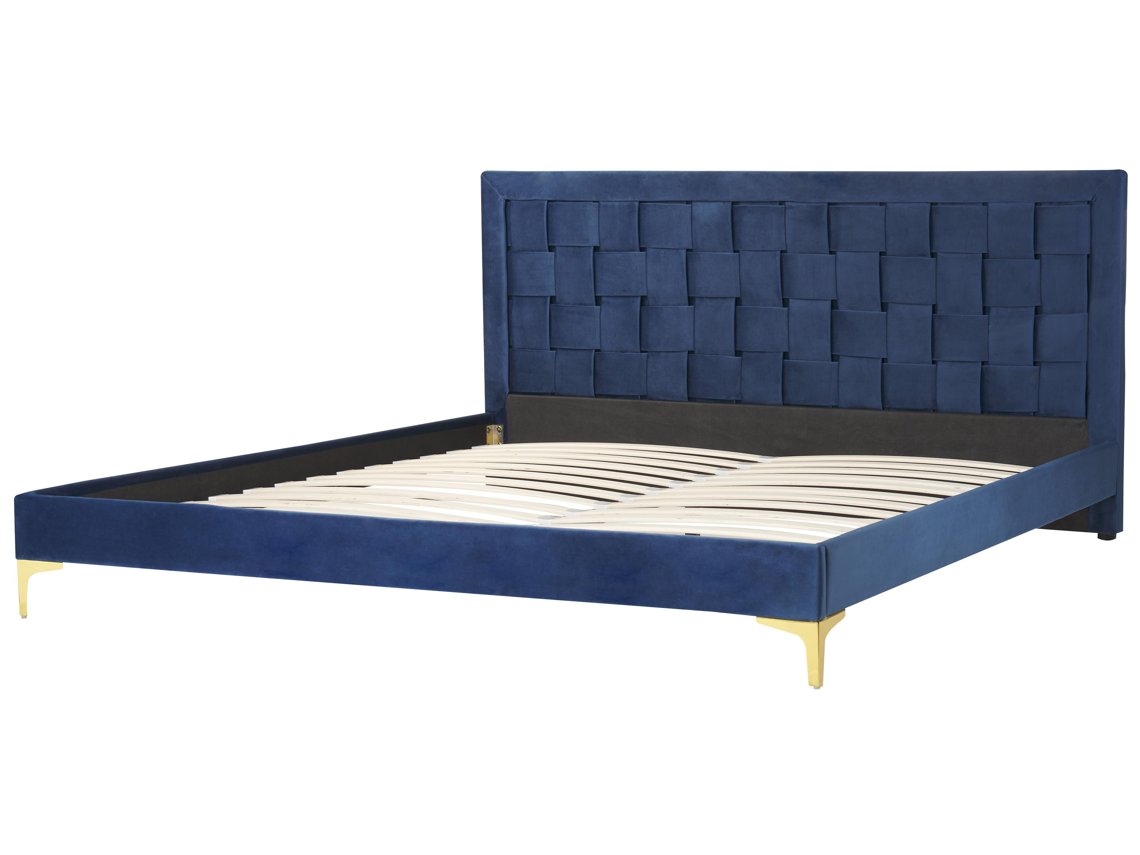 Bed Fluweel LIMOUX 180 x 200 cm Marineblauw