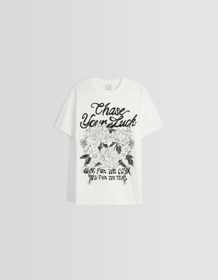 Camiseta oversized de manga curta estampada