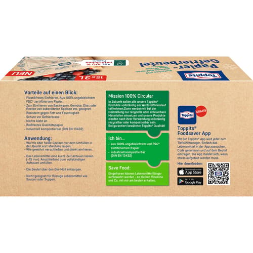 Toppits® Papier-Gefrierbeutel 3L