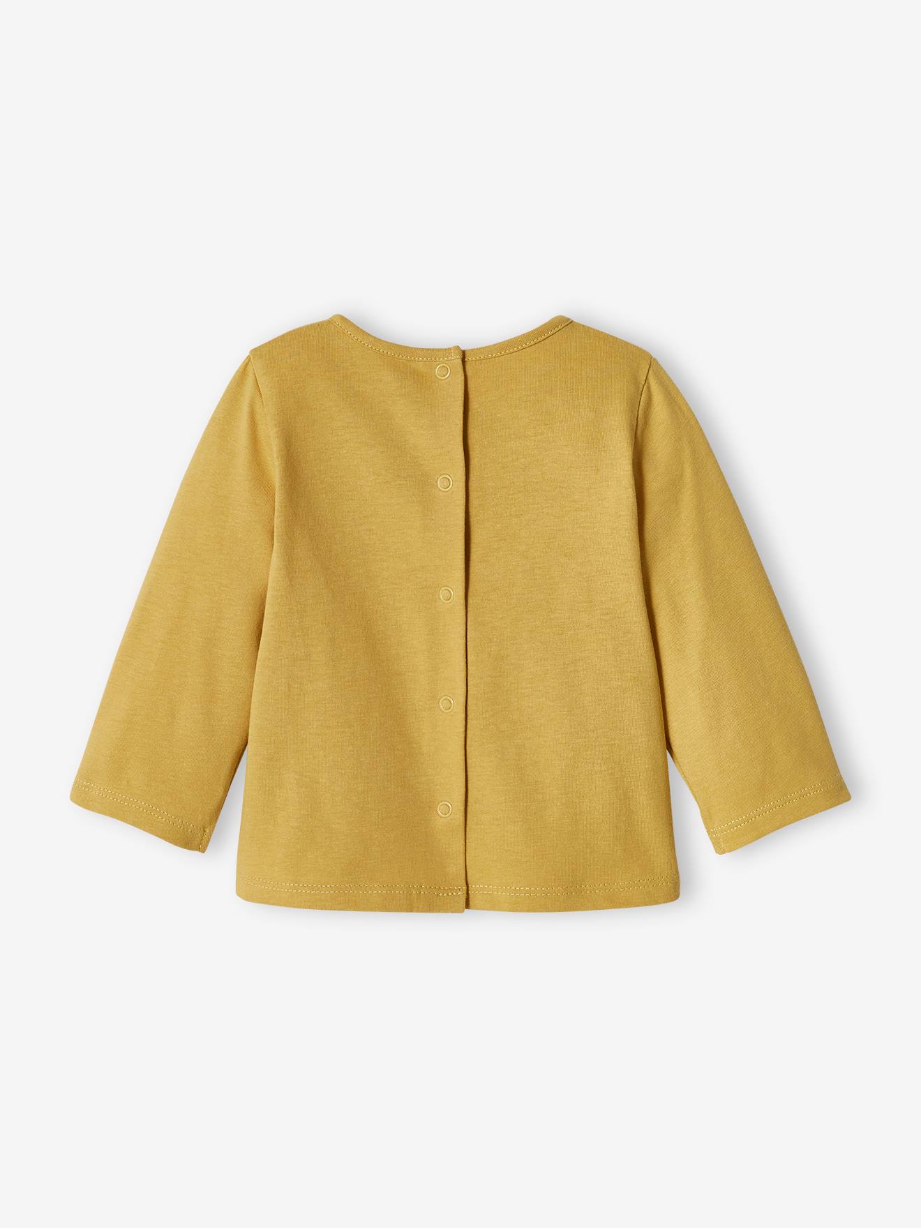 Conjunto de 2 camisetas básicas de manga comprida para bebês na cor amarelo claro.