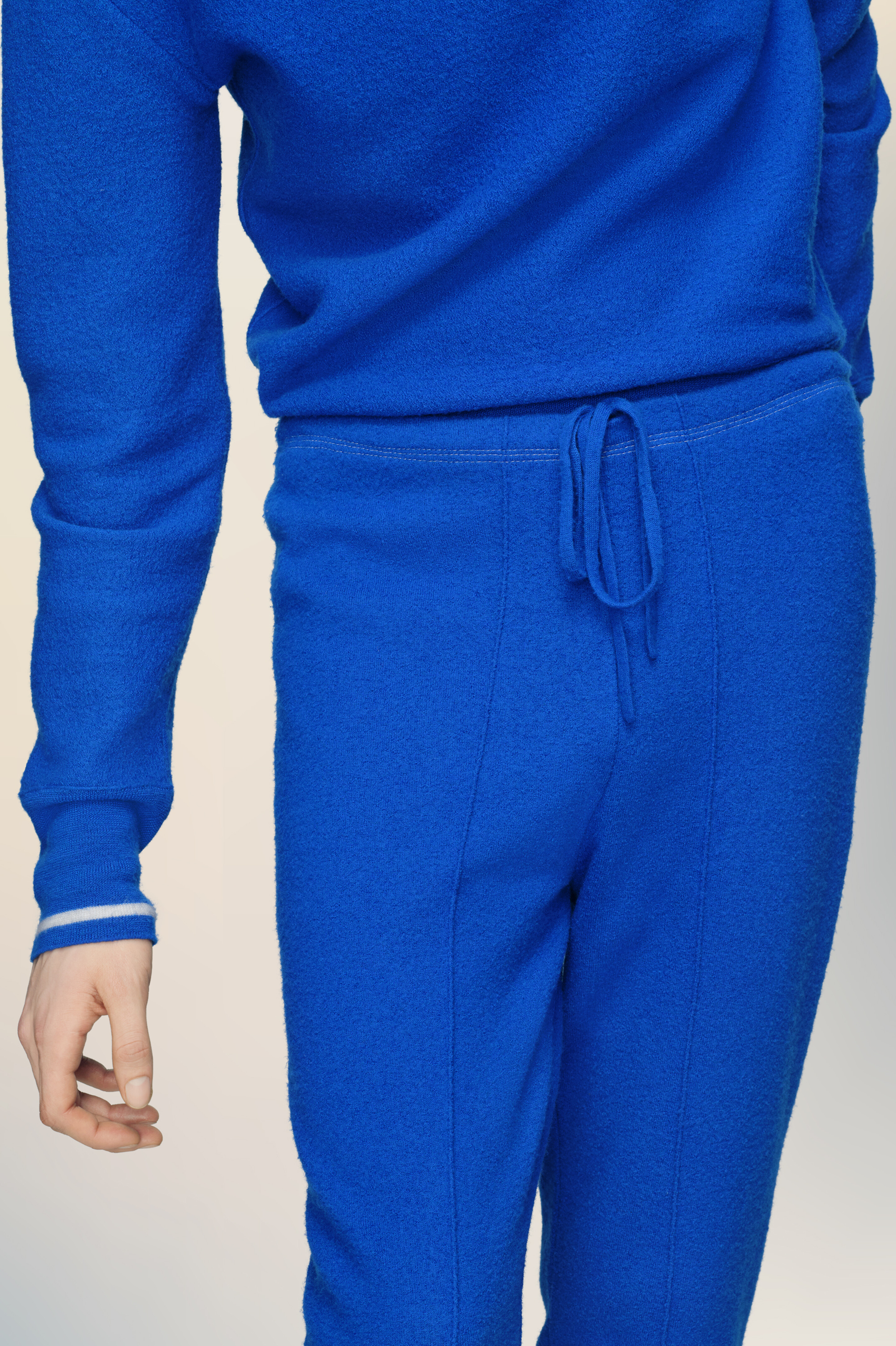 Pantalon de survêtement en laine bleu pour homme
