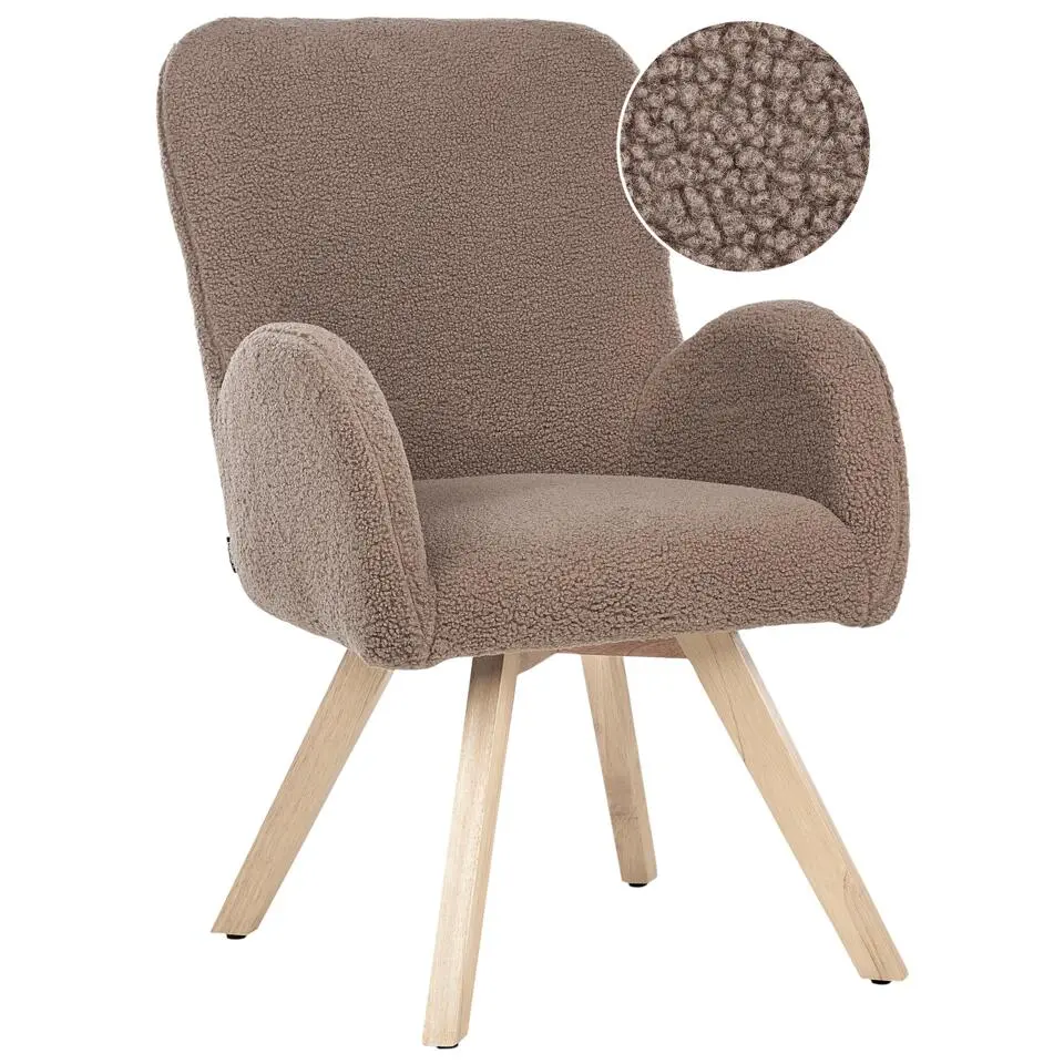 BJARN - Fauteuil - Bruin - Bouclé