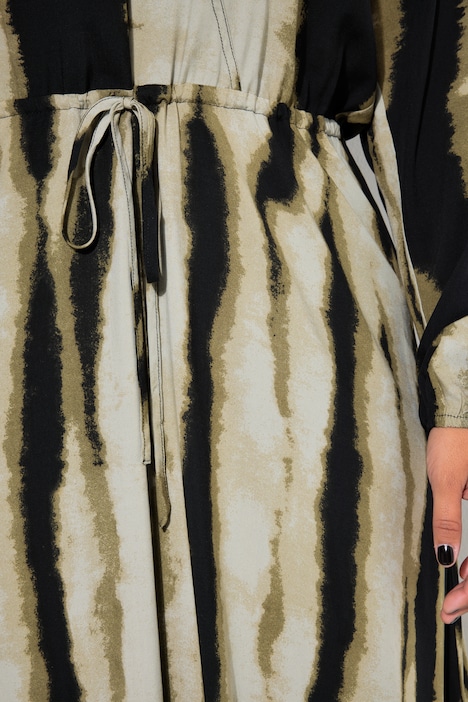 Maxikleid, A-Line, Batik-Streifen, Wrap-Optik