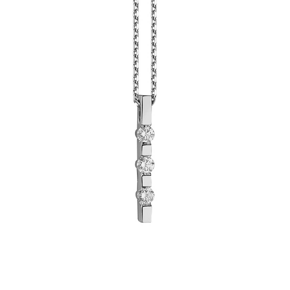 Collier trilogie diamant or blanc 18 carats