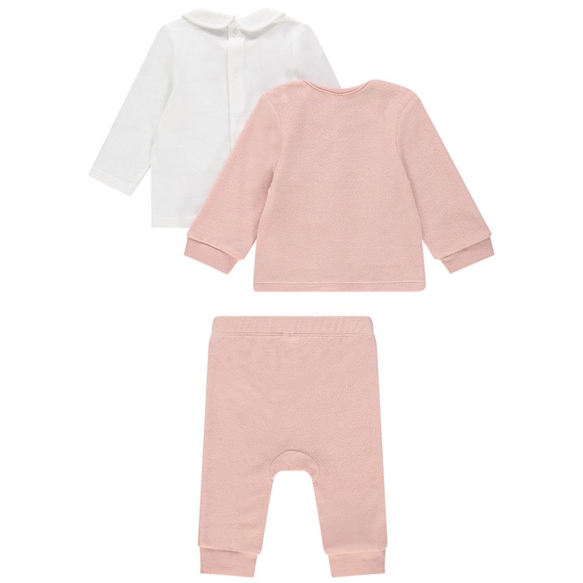 Ensemble 3 pièces print lapin pour bébé fille - Rose