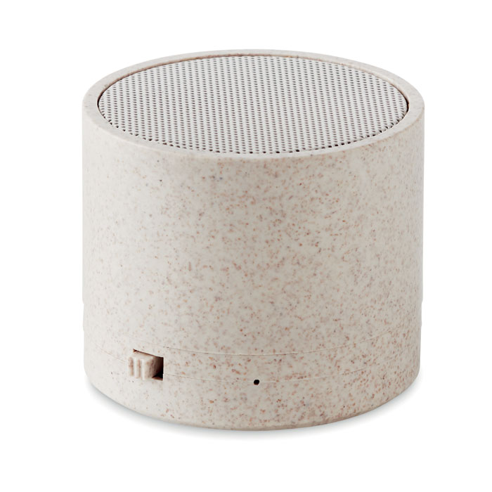 GiftRetail MO9995 - ROUND BASS  Haut-parleur s/ fil paille blé