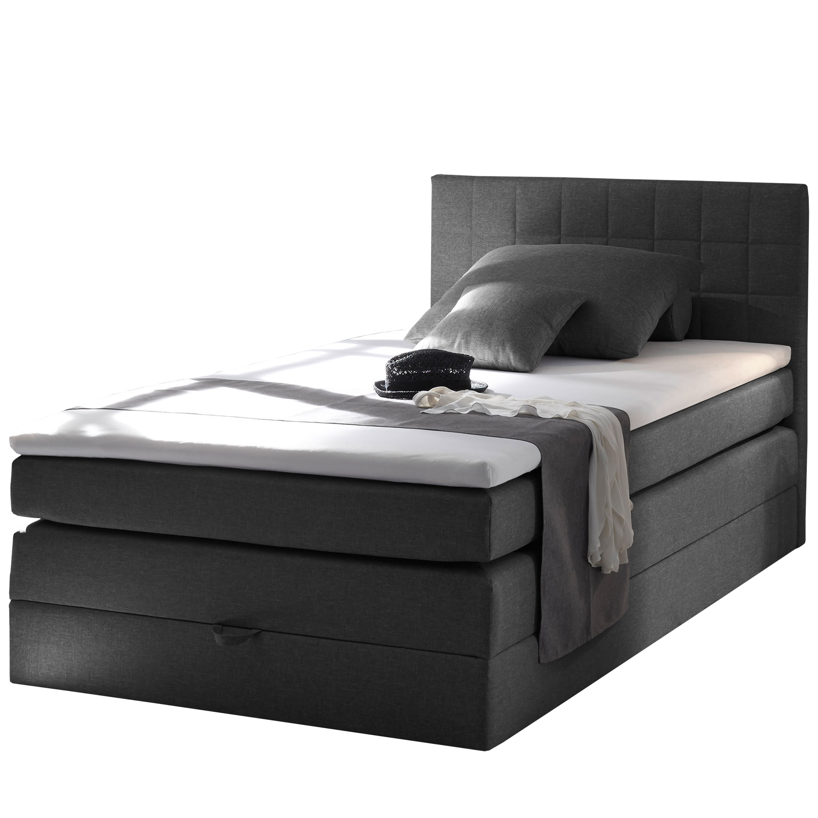 Boxspringbett - anthrazit - H2 - Microfaser - 140x200 cm