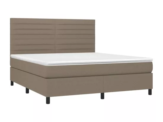 Sommier tapissier avec matelas et LED Taupe 180x200 cm Tissu
