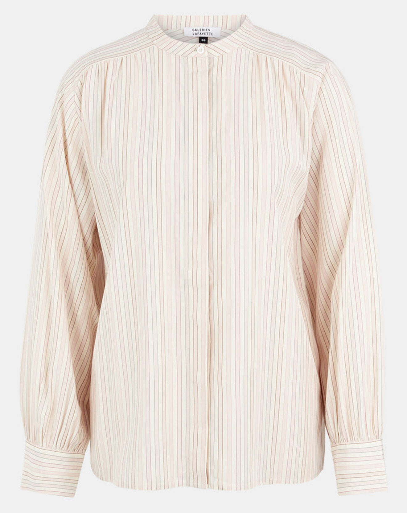 Galeries Lafayette Chemise droite Enola à rayures blanc/rose pâle