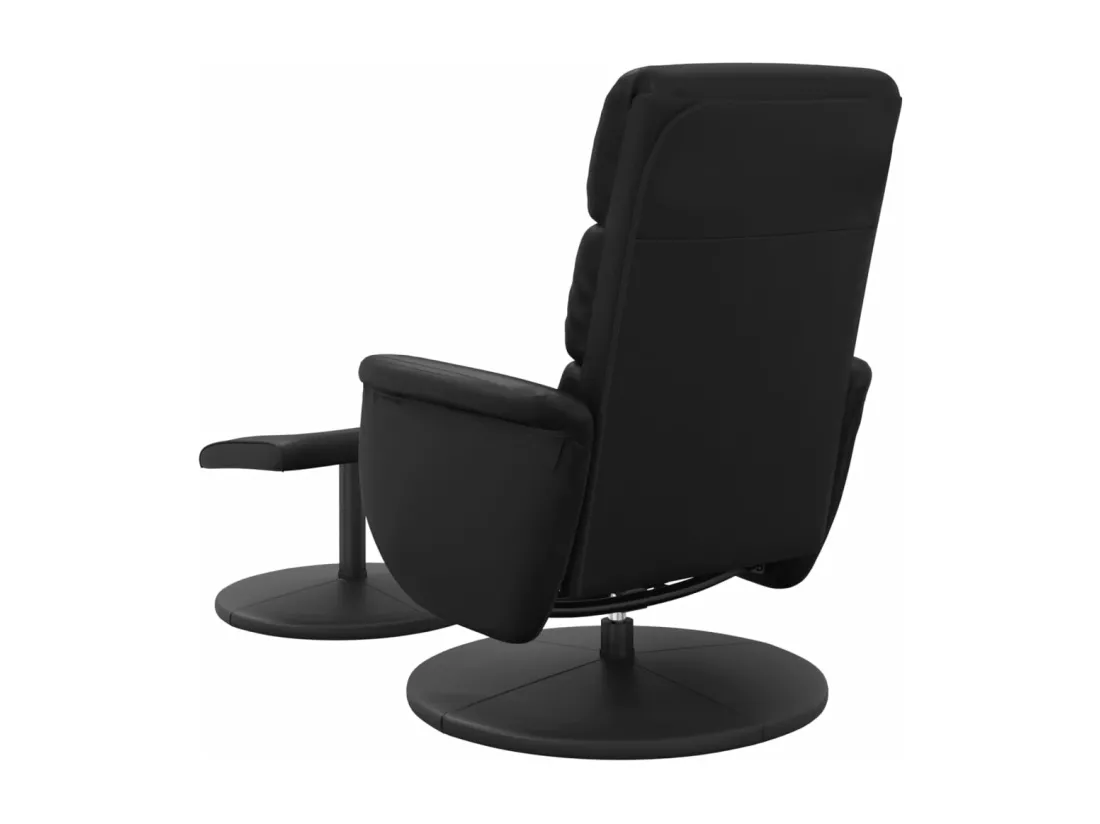 Fauteuil inclinable avec repose-pied noir similicuir