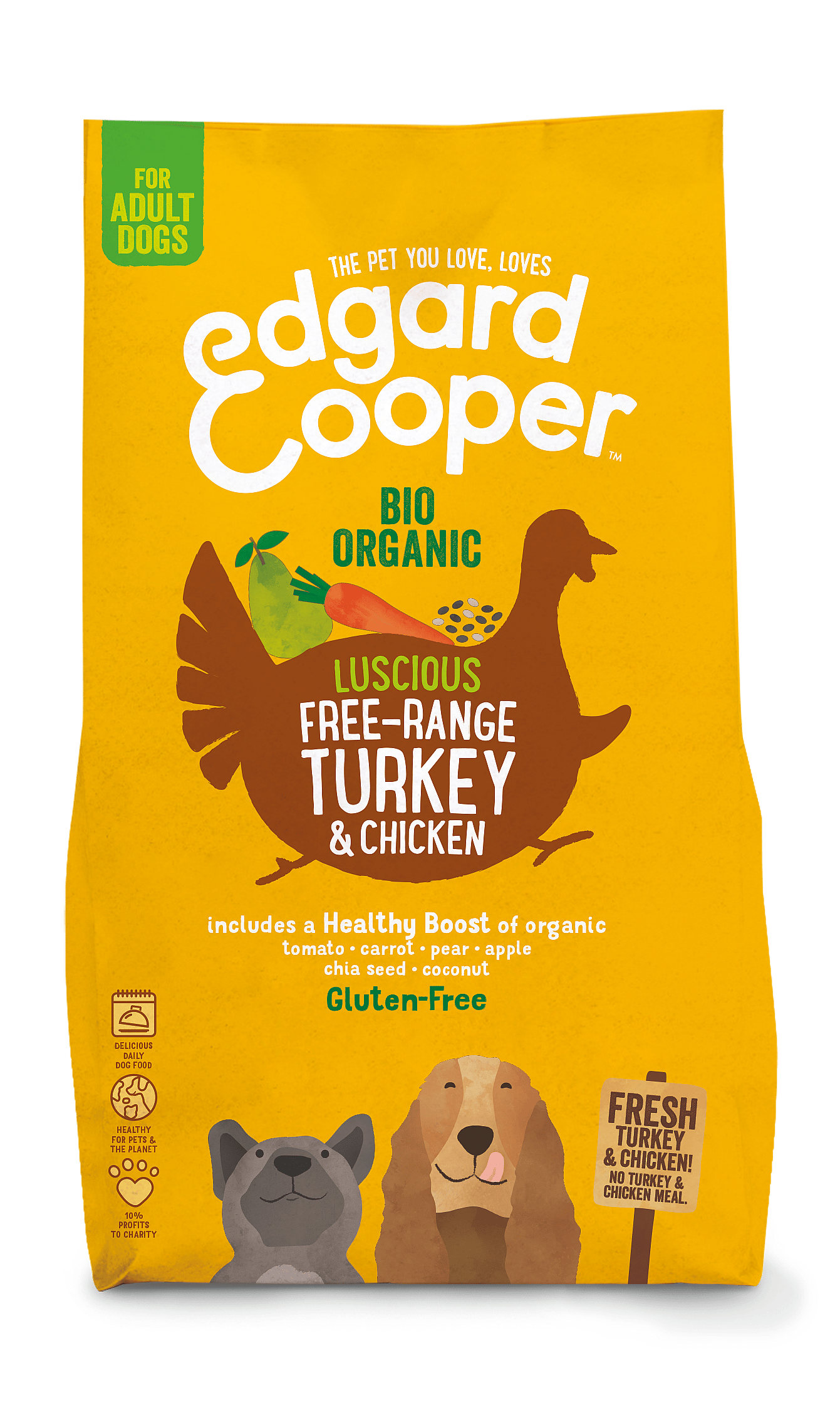 Edgard & Cooper Adult Biologisch Verse Kalkoen en Kip 700 gram