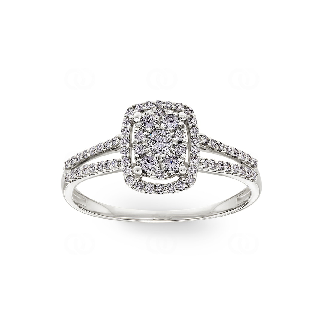 Damenring 750/18 K Weissgold mit Diamanten 0.35 ct H/si