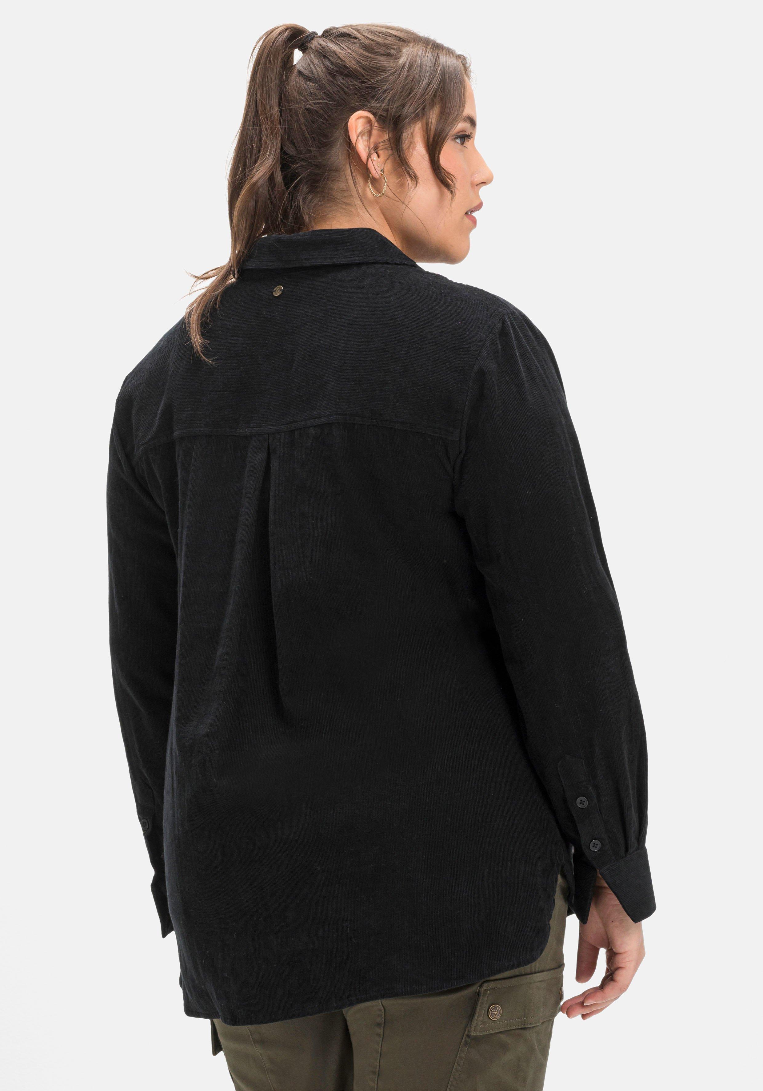Cordbluse mit verlängerter Rückenpartie