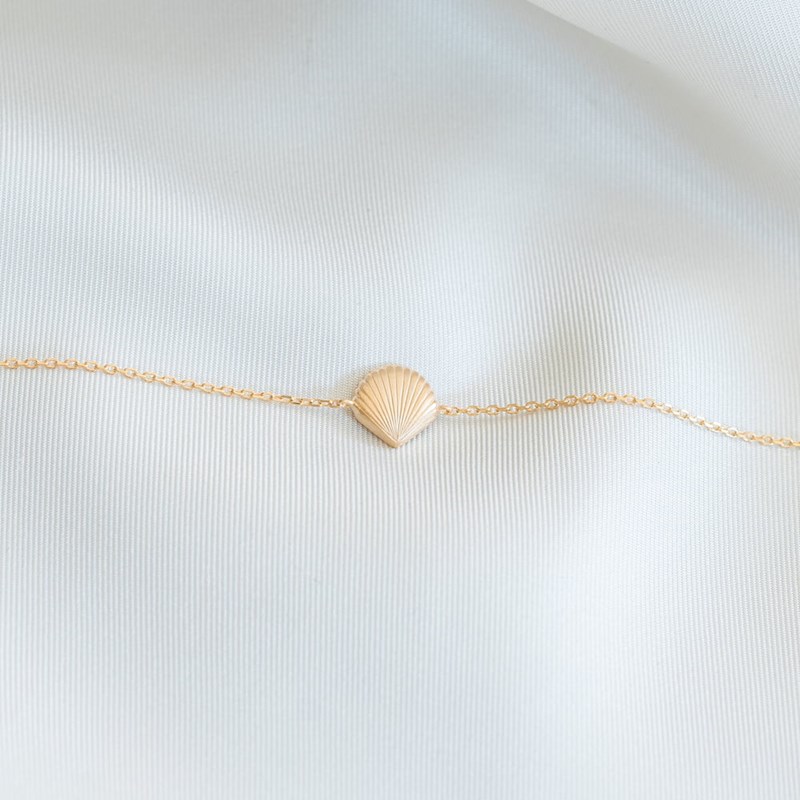 Bracelet Fin Coquillage Plaqué Or Saint Jacques Plage