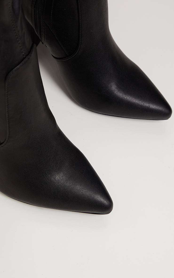 Noir Botte Cuissarde À Talon Bloc En Synthétiquecuir