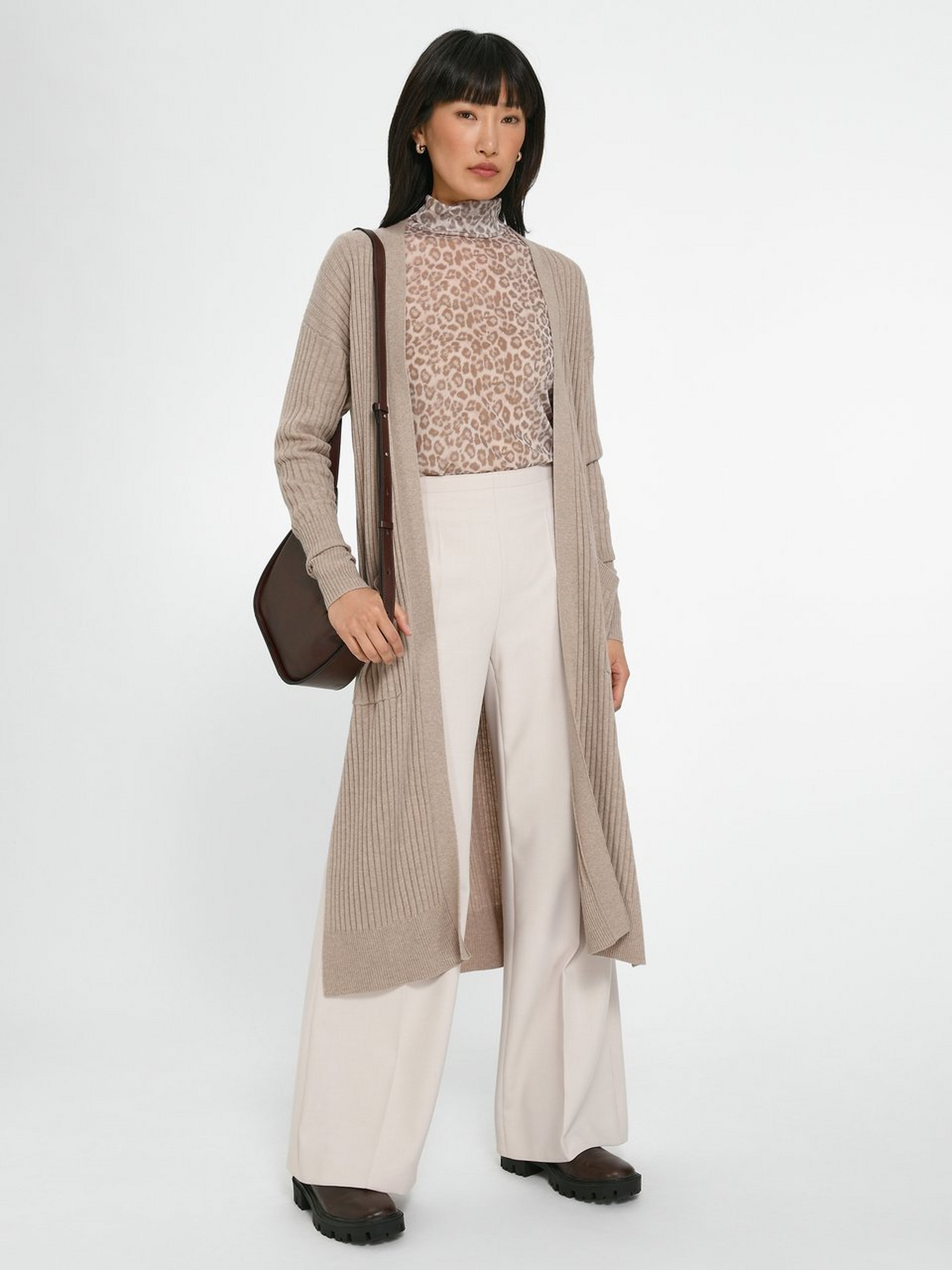 Offene Long-Strickjacke