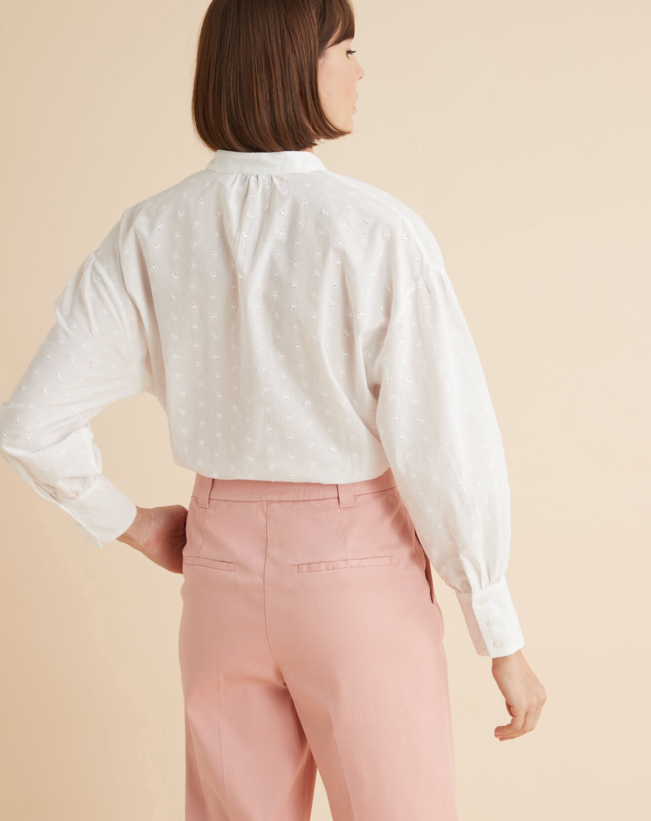 Cyrillus Blouse broderie anglaise blanche
