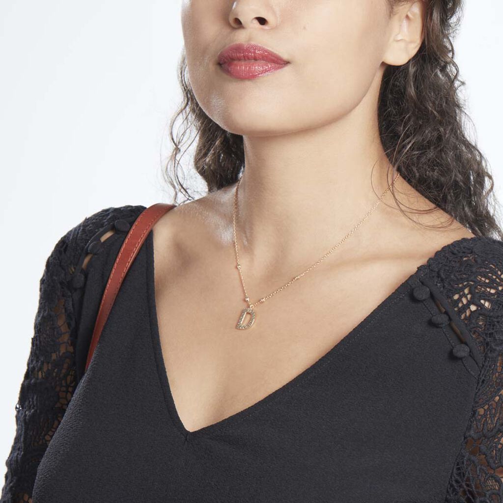 Collier Plaqué Or Jaune Lettra