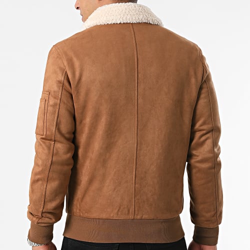 Bomber Suédine Col Mouton Camel