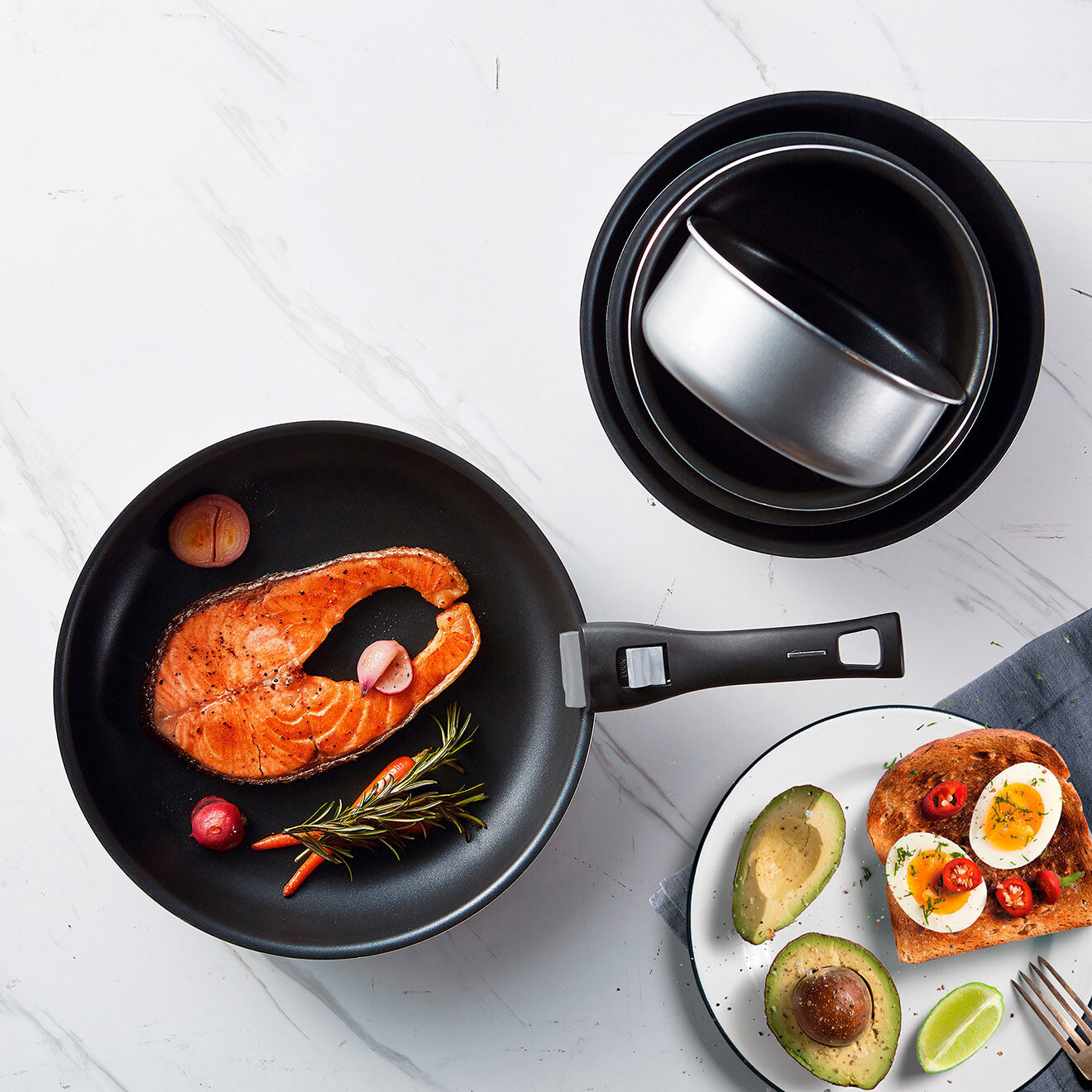 Kitchencook Batterie de cuisine grise - 10 pièces
