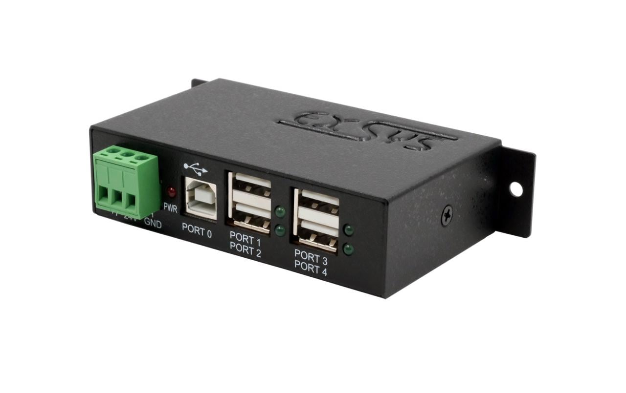 USB-Hub EX-1163HMS 4-Port USB 2.0Robuster USB 2.0 Hub mit 15KV ESD Überspannungsschutz, ideal für Industrieanwendungen